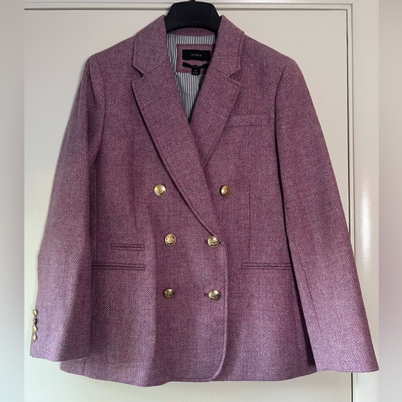 New! J. Crew Bristol Blazer Lilac Herringbone 100% Wool Purple Pink Sz 12 Petite - Picture 3 of 14